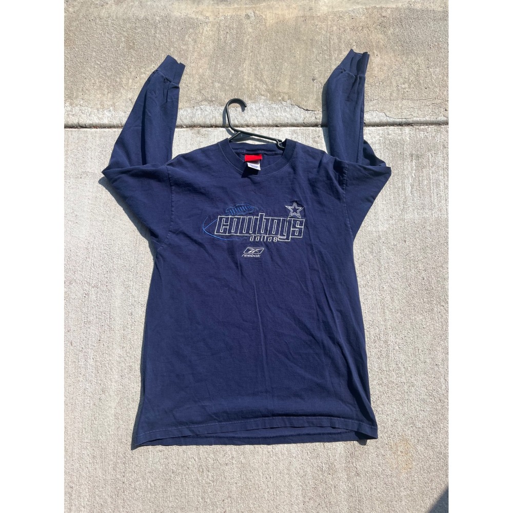 Reebok Dallas Cowboys Long Sleeve Shirt Mens Medium Navy Blue NFL Graphic Tee